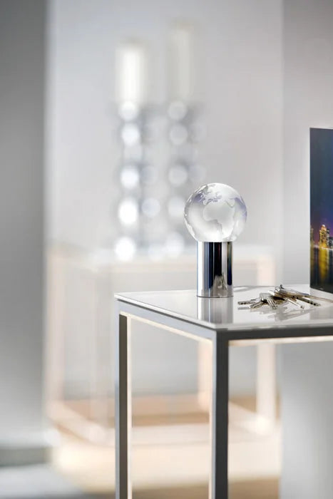 Beleuchteter Glas-Globus 13cm LED Contro World Chrom