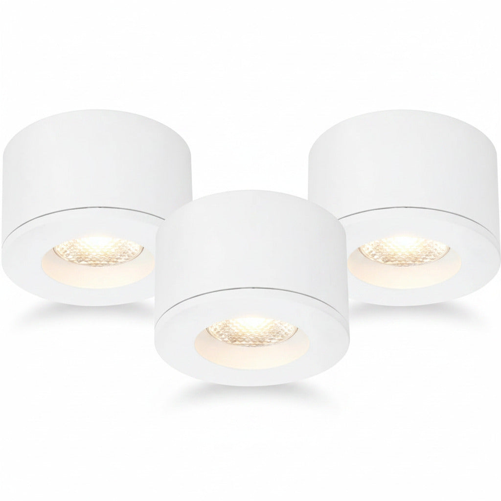 Malmbergs MD-29 LED Kit weiß 3er Set LED Spots Einbau & Aufbau dimmbar IP44 36mm – Einbaustrahler IP44, dimmbar, 36mm