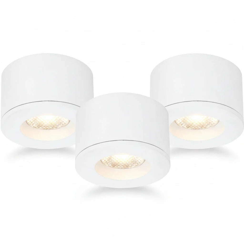 Malmbergs MD-29 LED Kit weiß 3er Set LED Spots Einbau & Aufbau dimmbar IP44 36mm – Einbaustrahler IP44, dimmbar, 36mm