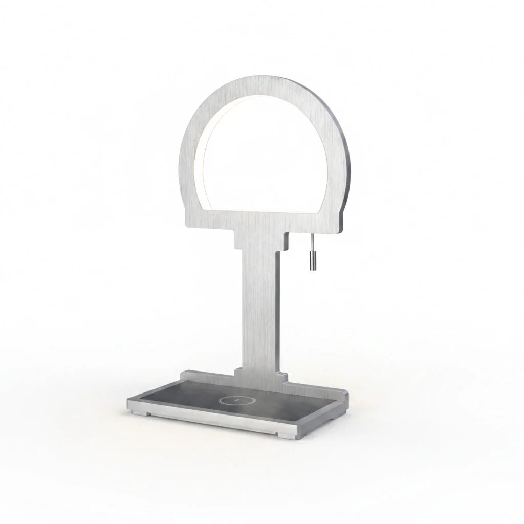 LED Tischlampe mit Handy-Ladefunktion Steve Phone Alu rund