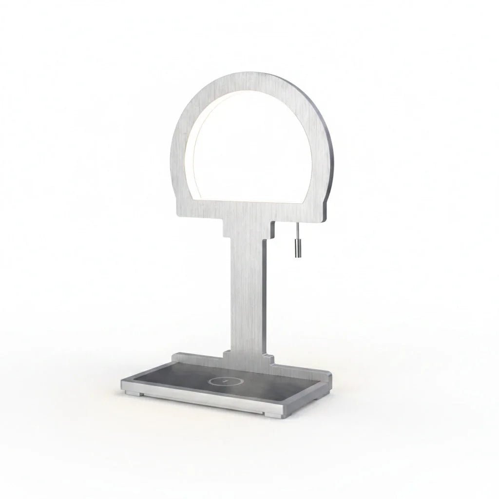LED Tischlampe mit Handy-Ladefunktion Steve Phone Alu rund