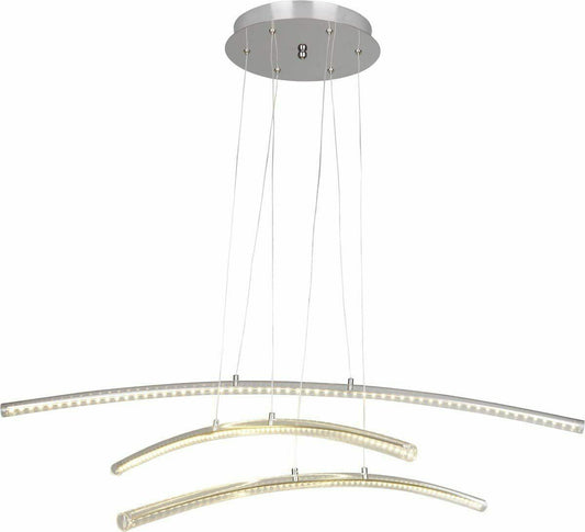 Stripe 43W LED Pendelleuchte Chrom Balkenleuchte Acryl 3x Stäbe – Pendelleuchte dimmbar