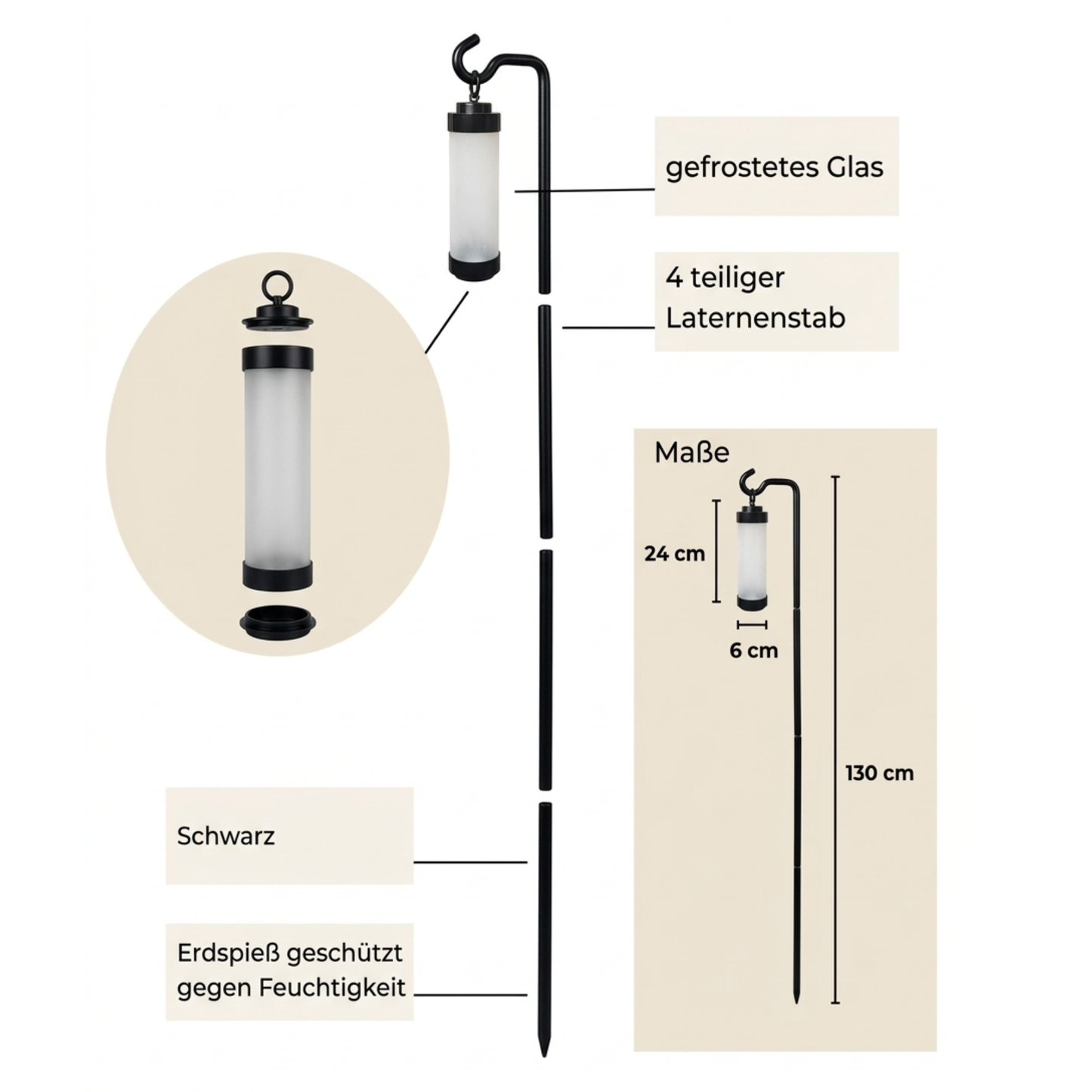 gartenlaterne mit erdspieß für led teelicht windlicht mit stab für blumenbeet wegleuchte garten elle schwarz gefrostet 53181 sompex