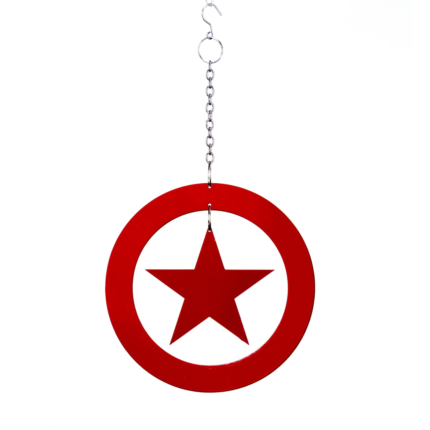 Christbaum Schmuck Weihnachtsbaum Anhänger Sternenring Rot Acryl Christbaumschmuck Fensterhänger 286 – stilvolles Wohnaccesso