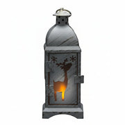Klassische Tischlaterne Reh 19cm Landhaus Teelicht Weiß Teelichthalter Tischdeko Weihnachten X-mas – Windlicht / Teelichtglas