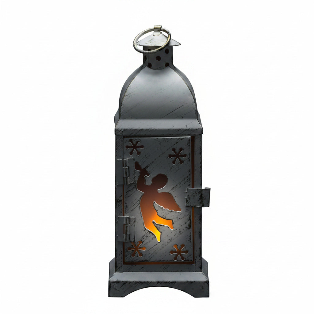 Klassische Tischlaterne Engel 19cm Landhaus Teelicht Weiß Teelichthalter Deko Weihnachten X-mas – Windlicht / Teelichtglas – 