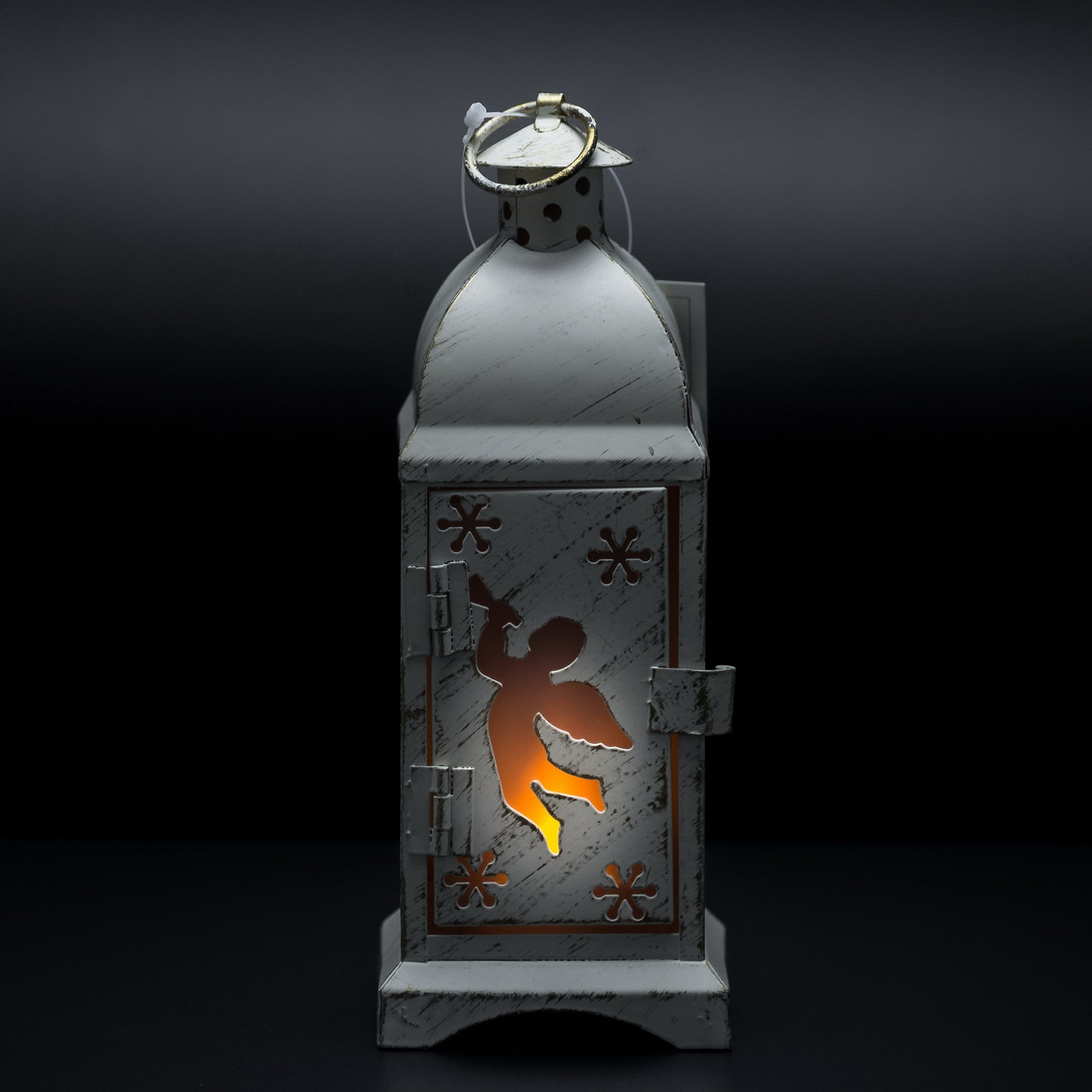 Klassische Tischlaterne Engel 19cm Landhaus Teelicht Weiß Teelichthalter Deko Weihnachten X-mas – Windlicht / Teelichtglas – 