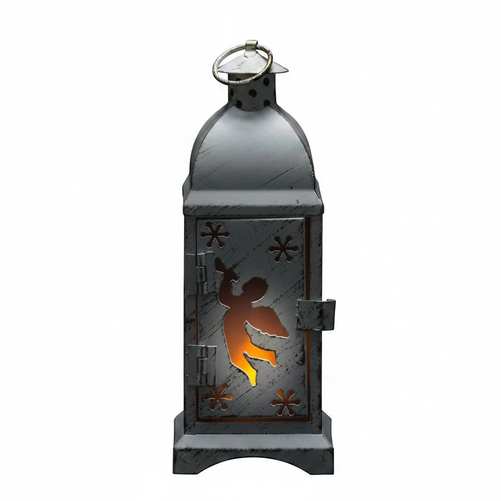 Klassische Tischlaterne Engel 19cm Landhaus Teelicht Weiß Teelichthalter Deko Weihnachten X-mas – Windlicht / Teelichtglas – 