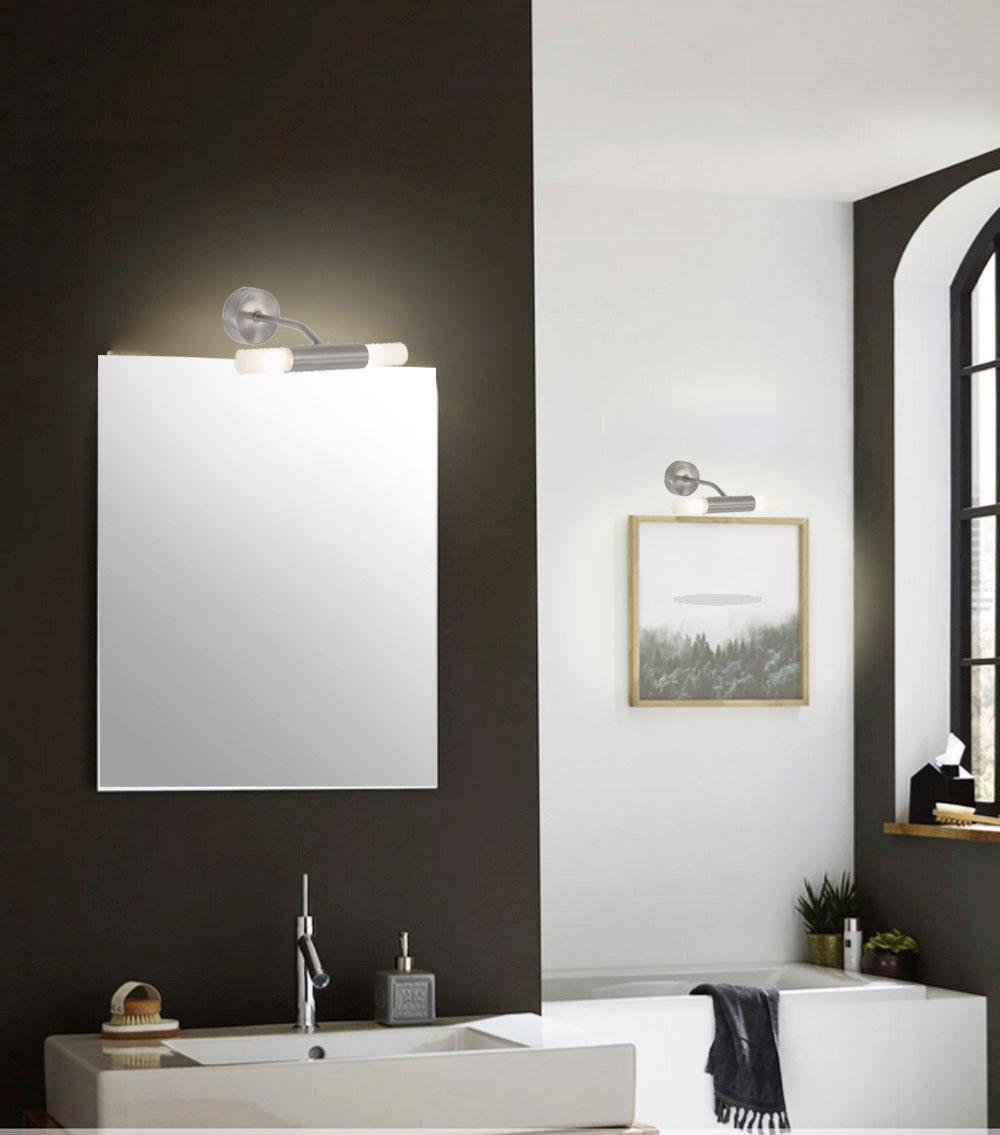 LED Bad Wandleuchte 2-flammig SPLASH nickel-matt Spiegellampe