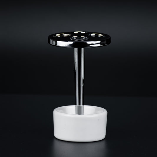 Zahnbürstenhalter Zahnputzbecher Rund Keramik Weiß Chrom Sompex 12480 – stilvolles Wohnaccessoire & Dekoartikel aus Europa