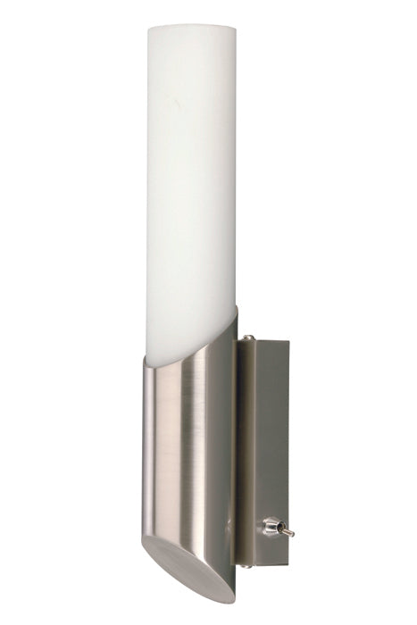 Bad Wandleuchte SPLASH nickel-matt Glasrohr matt mit Schalter E14