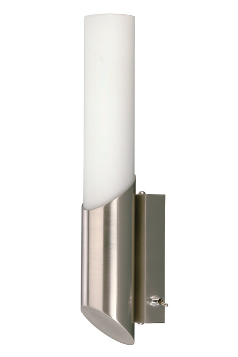 Bad Wandleuchte SPLASH nickel-matt Glasrohr matt mit Schalter E14