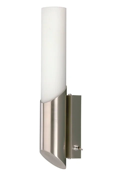 Bad Wandleuchte SPLASH nickel-matt Glasrohr matt mit Schalter E14