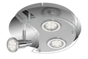 LED Deckenlampe 3x GU10 1x schwenkbar Glas matt Chrom Halbmond-Glas – Deckenleuchte dimmbar, GU10