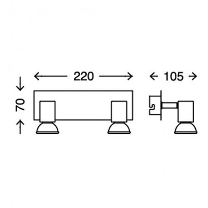 Spiegellampe Wandlampe Chrom 22cm 2x GU10 4W IP23
