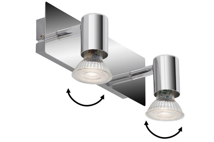 Spiegellampe Wandlampe Chrom 22cm 2x GU10 4W IP23