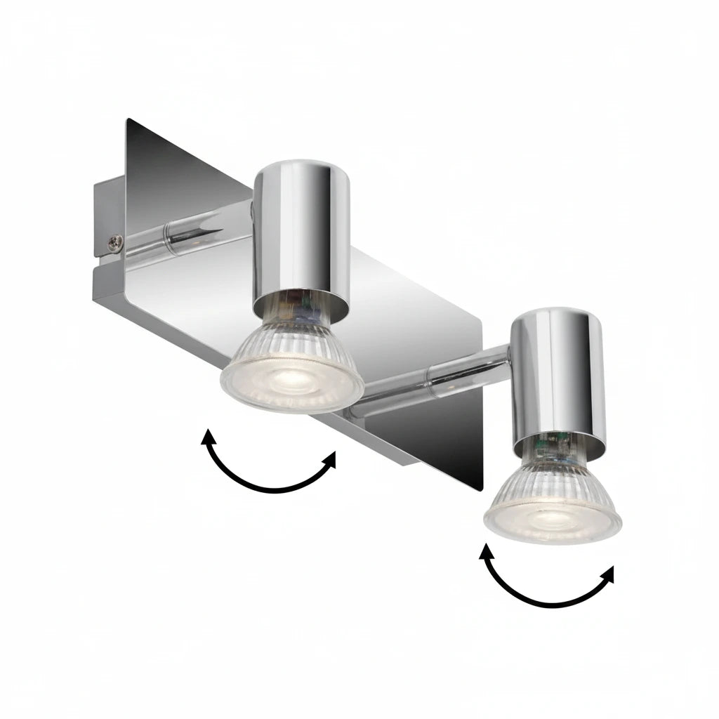 Spiegellampe Wandlampe Chrom 22cm 2x GU10 4W IP23