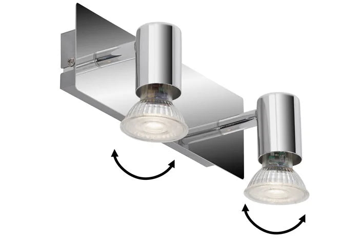 Spiegellampe Wandlampe Chrom 22cm 2x GU10 4W IP23