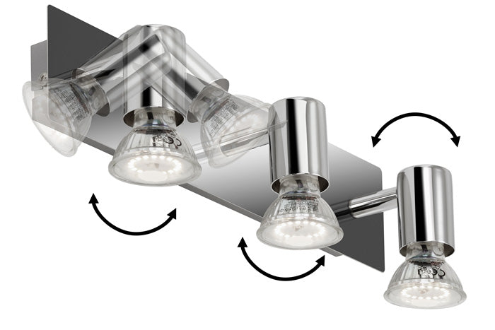 Spiegellampe Wandlampe Chrom 32cm 3x GU10 LED 4W IP23