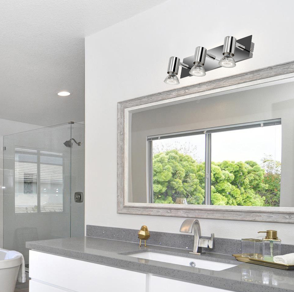 Spiegellampe Wandlampe Chrom 32cm 3x GU10 LED 4W IP23