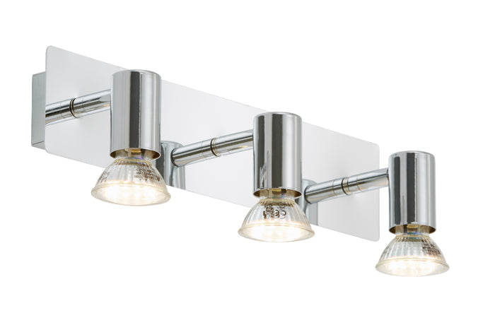 Spiegellampe Wandlampe Chrom 32cm 3x GU10 LED 4W IP23
