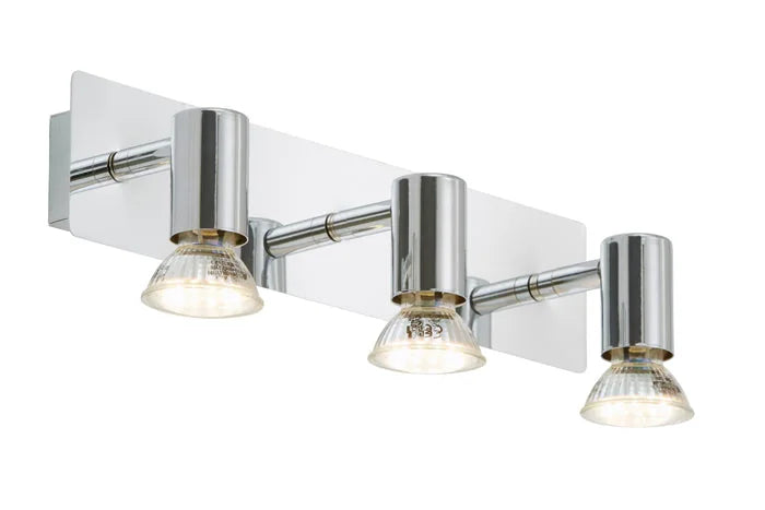 Spiegellampe Wandlampe Chrom 32cm 3x GU10 LED 4W IP23