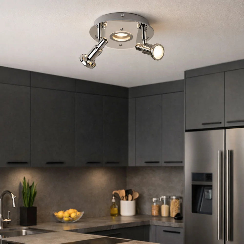 LED Deckenrondell 3-flammig Chrom – verstellbare Spots, warmweiß, inkl. GU10 & LED-Platine