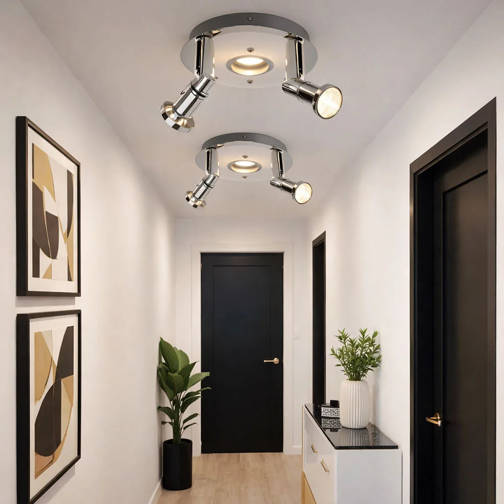 LED Deckenrondell 3-flammig Chrom – verstellbare Spots, warmweiß, inkl. GU10 & LED-Platine