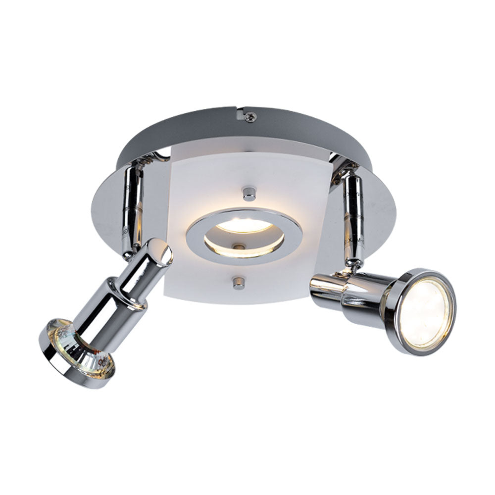 LED Deckenrondell 3-flammig Chrom – verstellbare Spots, warmweiß, inkl. GU10 & LED-Platine