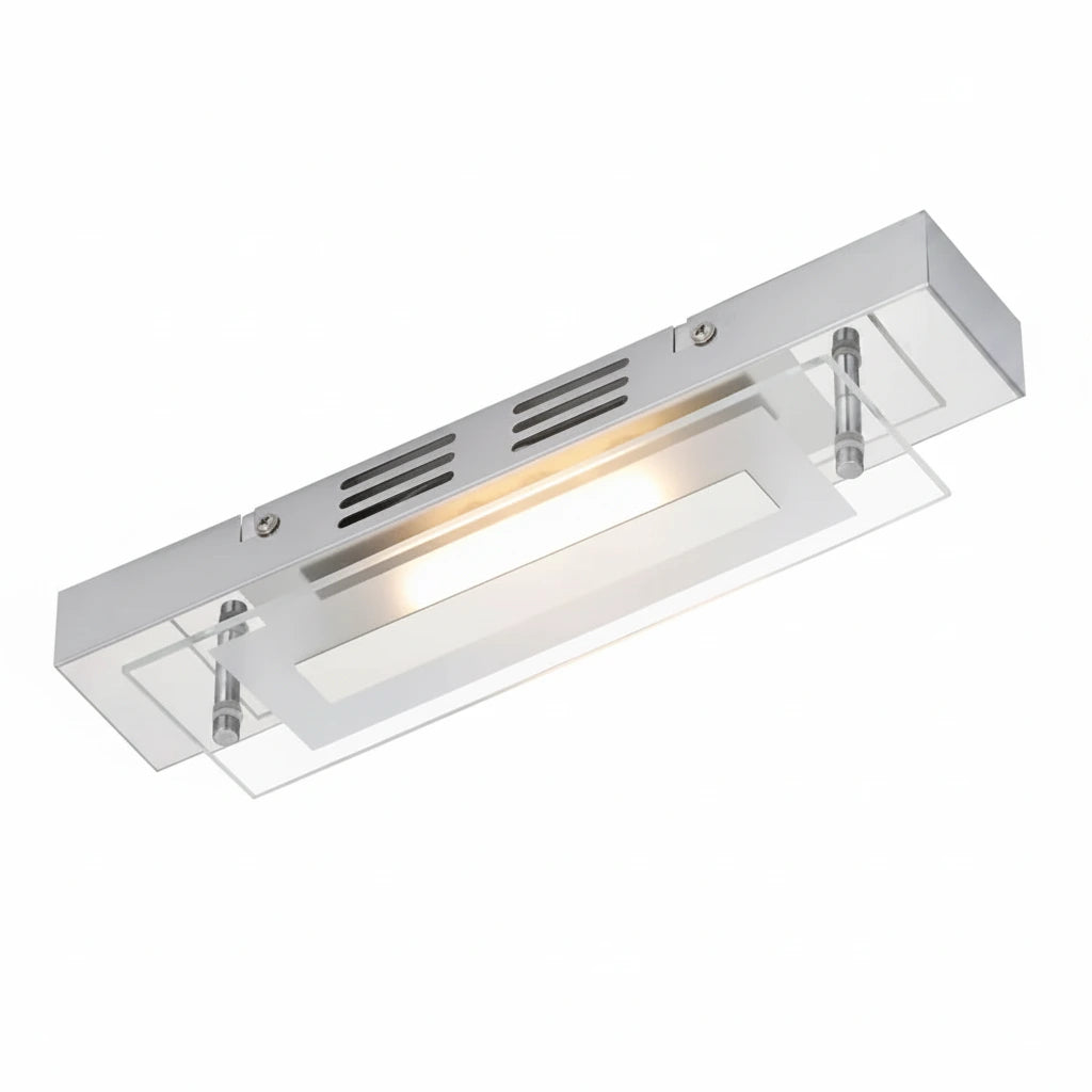 Längliche LED Wandlampe mit Glas 30cm Chrom modern