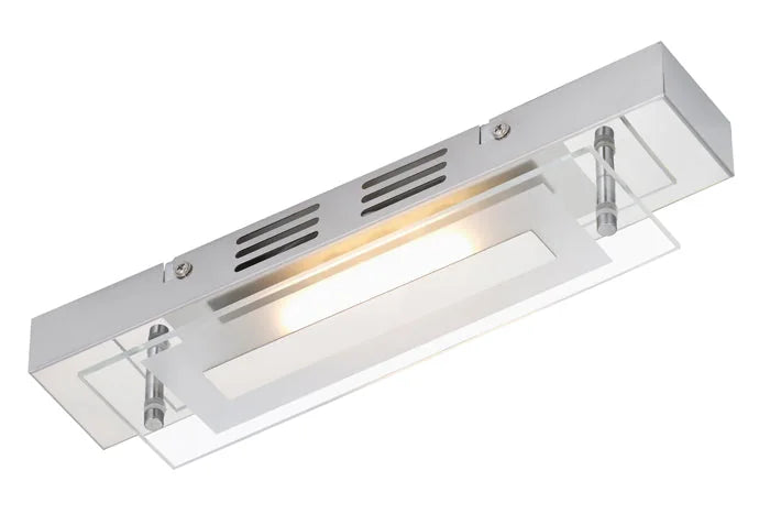 Längliche LED Wandlampe mit Glas 30cm Chrom modern