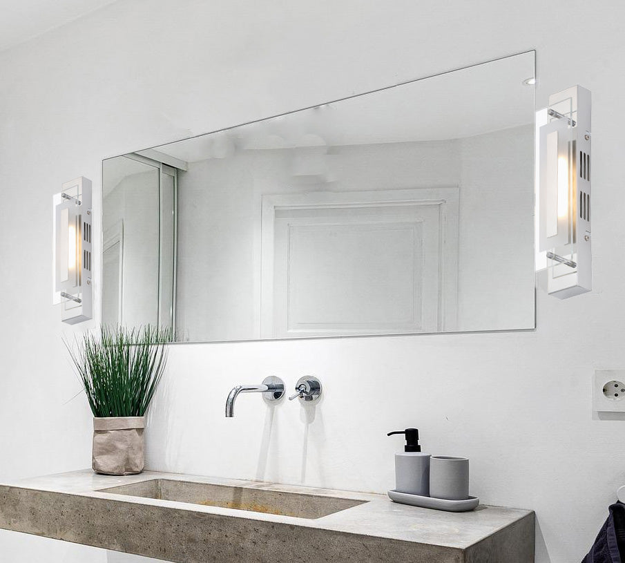 Längliche LED Wandlampe mit Glas 30cm Chrom modern