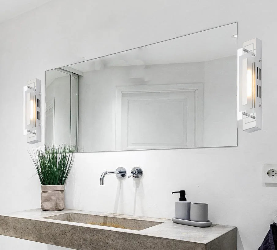 Längliche LED Wandlampe mit Glas 30cm Chrom modern