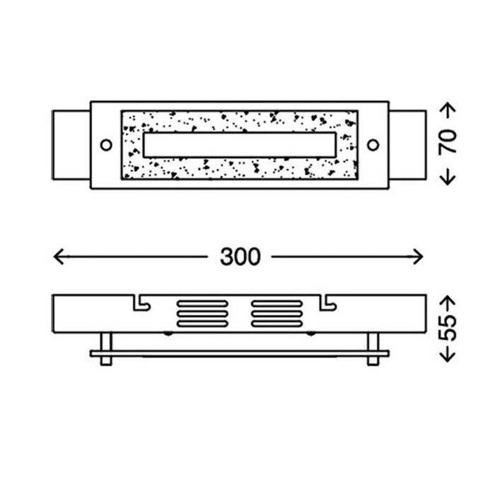 Längliche LED Wandlampe mit Glas 30cm Chrom modern
