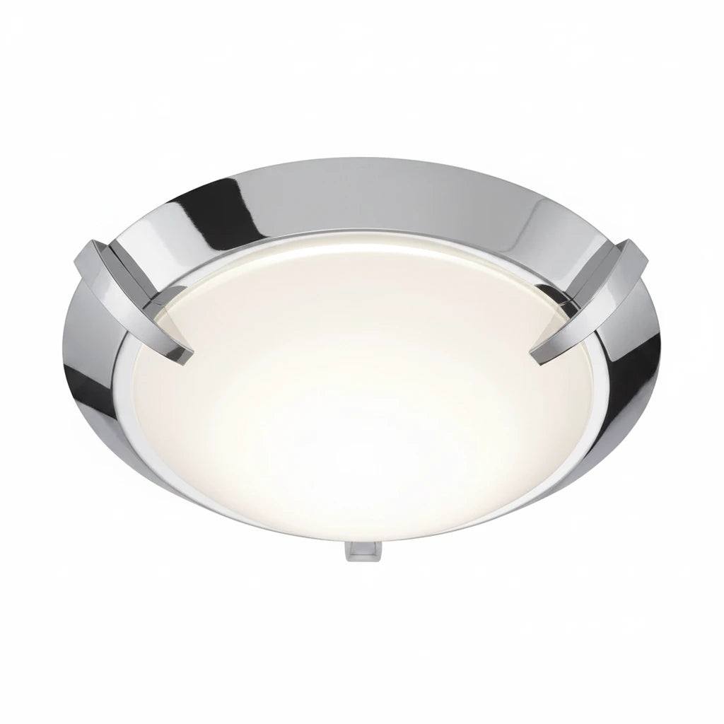Runde LED Deckenlampe Chrom mit Glas 27cm 1200 Lm – Deckenleuchte dimmbar