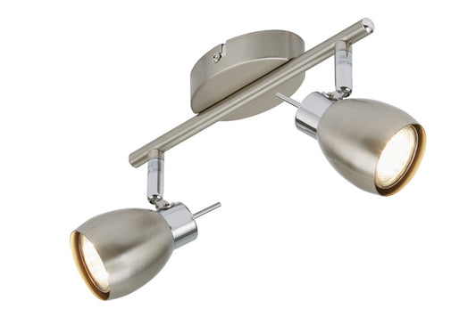 LED Strahlerleiste 2flg nickel-matt schwenkbar inkl GU10 TWO – Strahler / Spotbeleuchtung