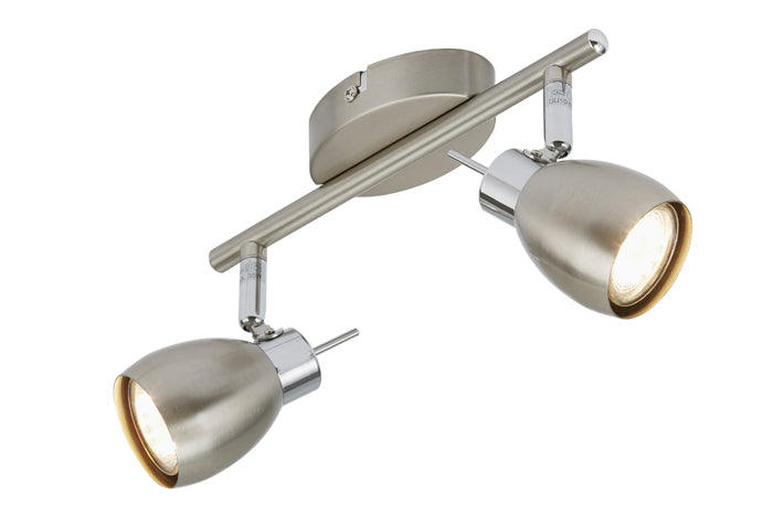 LED Strahlerleiste 2flg nickel-matt schwenkbar inkl GU10 TWO – Strahler / Spotbeleuchtung
