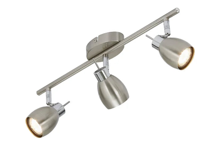 LED Spotbalken 3flg nickel-matt schwenkbar inkl GU10 TWO – Strahler / Spotbeleuchtung