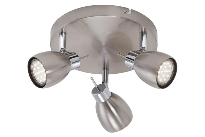 LED Deckenstrahler rund 3flg nickel-matt schwenkbar inkl GU10 TWO – Strahler / Spotbeleuchtung