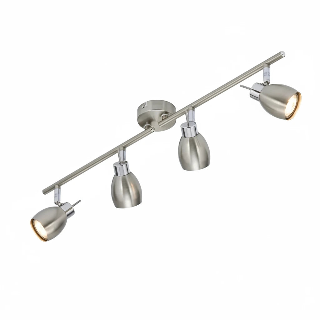 LED Spotleiste 4flg nickel-matt schwenkbar inkl GU10 TWO – Strahler / Spotbeleuchtung