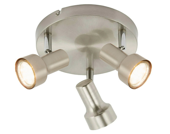 Runder Deckenstrahler SUB 3flg Rondell nickel-matt inkl. GU10 LED schwenkbar – Strahler / Spotbeleuchtung