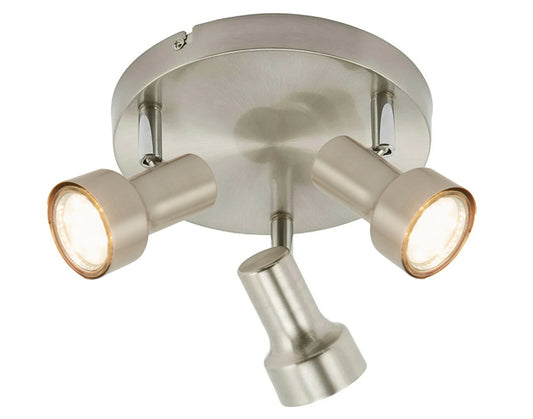 Runder Deckenstrahler SUB 3flg Rondell nickel-matt inkl. GU10 LED schwenkbar – Strahler / Spotbeleuchtung