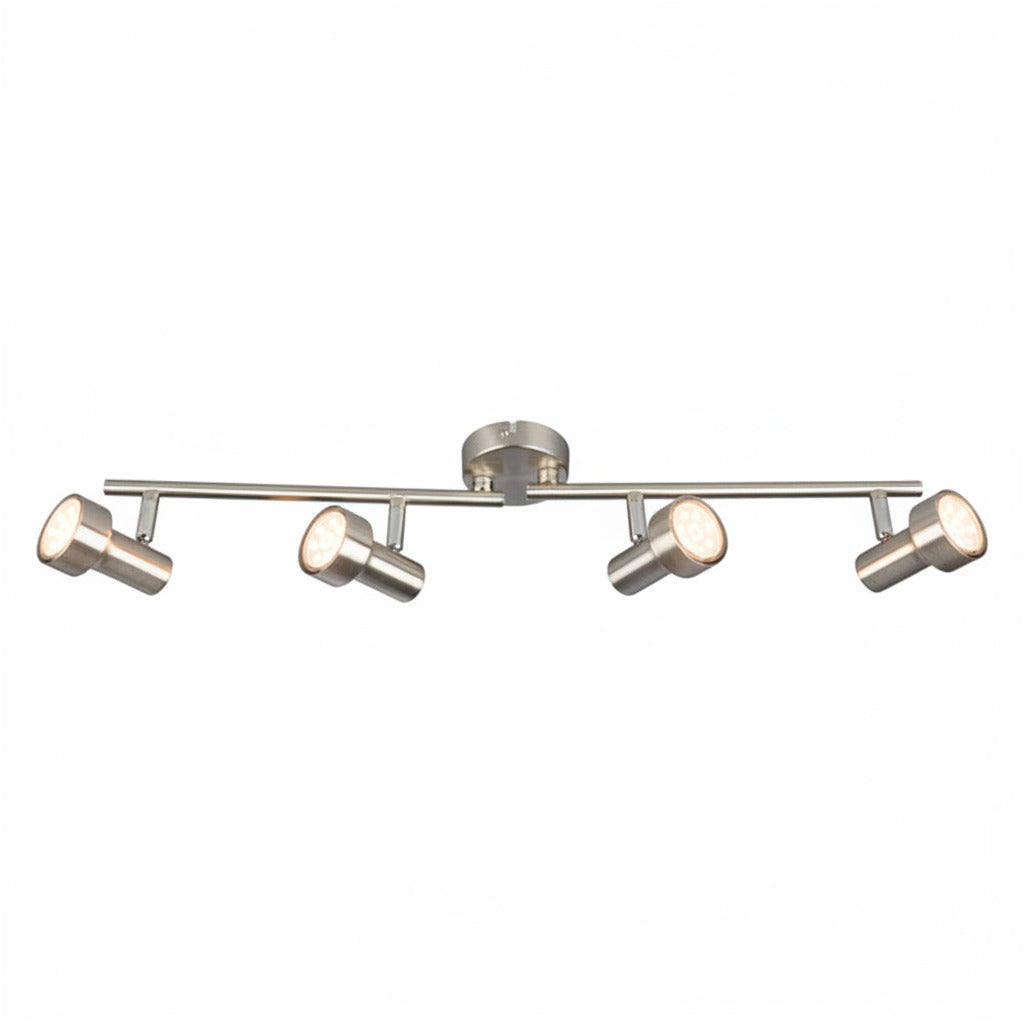 Spotbalken SUB 4flg nickel-matt 60cm inkl. GU10 LED schwenkbar – Deckenleuchte dimmbar, GU10