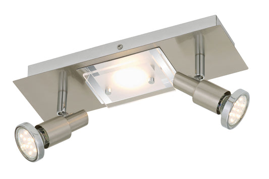 LED Wand- und Deckenleuchte 3flg COMBINATA Metall-Glas matt-nickel – Deckenleuchte dimmbar, GU10