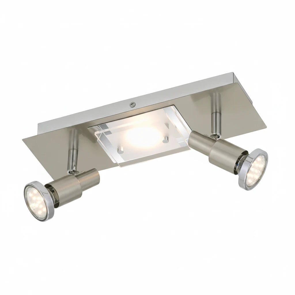 LED Wand- und Deckenleuchte 3flg COMBINATA Metall-Glas matt-nickel – Deckenleuchte dimmbar, GU10