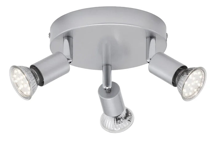 LED Deckenstrahler rund 3flg silber inkl. GU10 LED schwenkbar PICCO – Strahler / Spotbeleuchtung