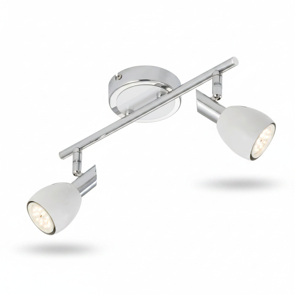 LED Deckenstrahler 2flg weiß Chrom COMBI inkl. GU10 5W schwenkbar – Strahler / Spotbeleuchtung