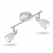 LED Deckenstrahler 2flg weiß Chrom COMBI inkl. GU10 5W schwenkbar – Strahler / Spotbeleuchtung