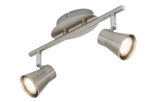 LED Spotbalken 2flg nickel-matt schwenkbar inkl GU10 FOUR – Strahler / Spotbeleuchtung