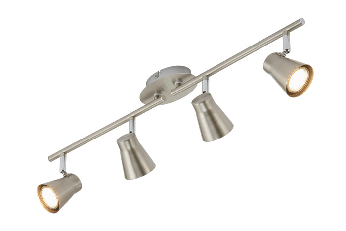 LED Strahlerleiste 4flg nickel-matt schwenkbar inkl GU10 FOUR – Strahler / Spotbeleuchtung